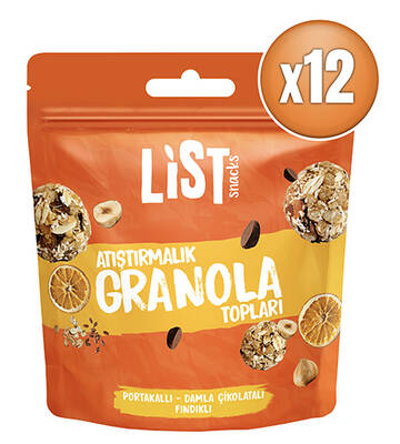 List Snacks Portakallı Damla Çıkolatalı Granola Topları 12 x 30 g