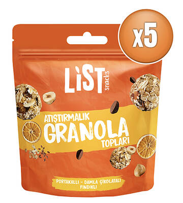 List Snacks Portakallı Damla Çıkolatalı Granola Topları 5 x 30 g