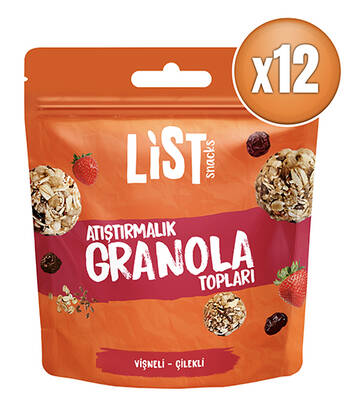 List Snacks Vişneli Çilekli Granola Topları 12 x 30 g